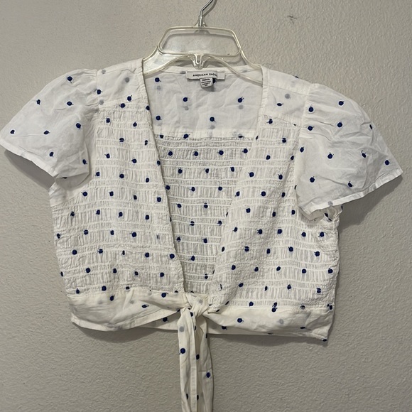 AMERICAN EAGLE SMOCKED TIE FRONT TOP - Picture 2 of 6